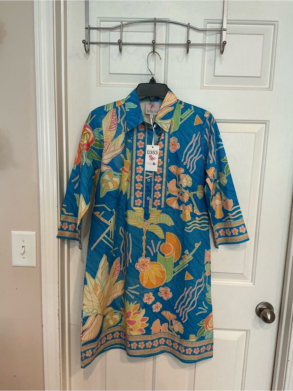 Bella Tunic Mini Dress in Teal Floral